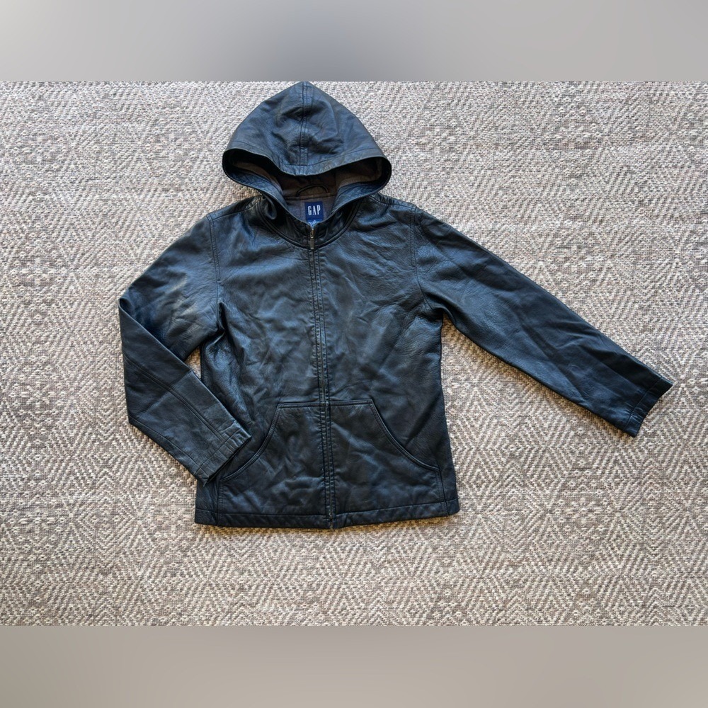 GAP Vintage Lamb Nappa Leather Hoodie Jacket Womens Size S